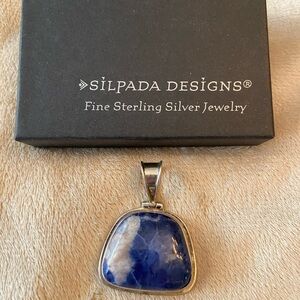 Vintage SILPADA .925 Sterling Silver Blue Sodalite Trapez Pendant